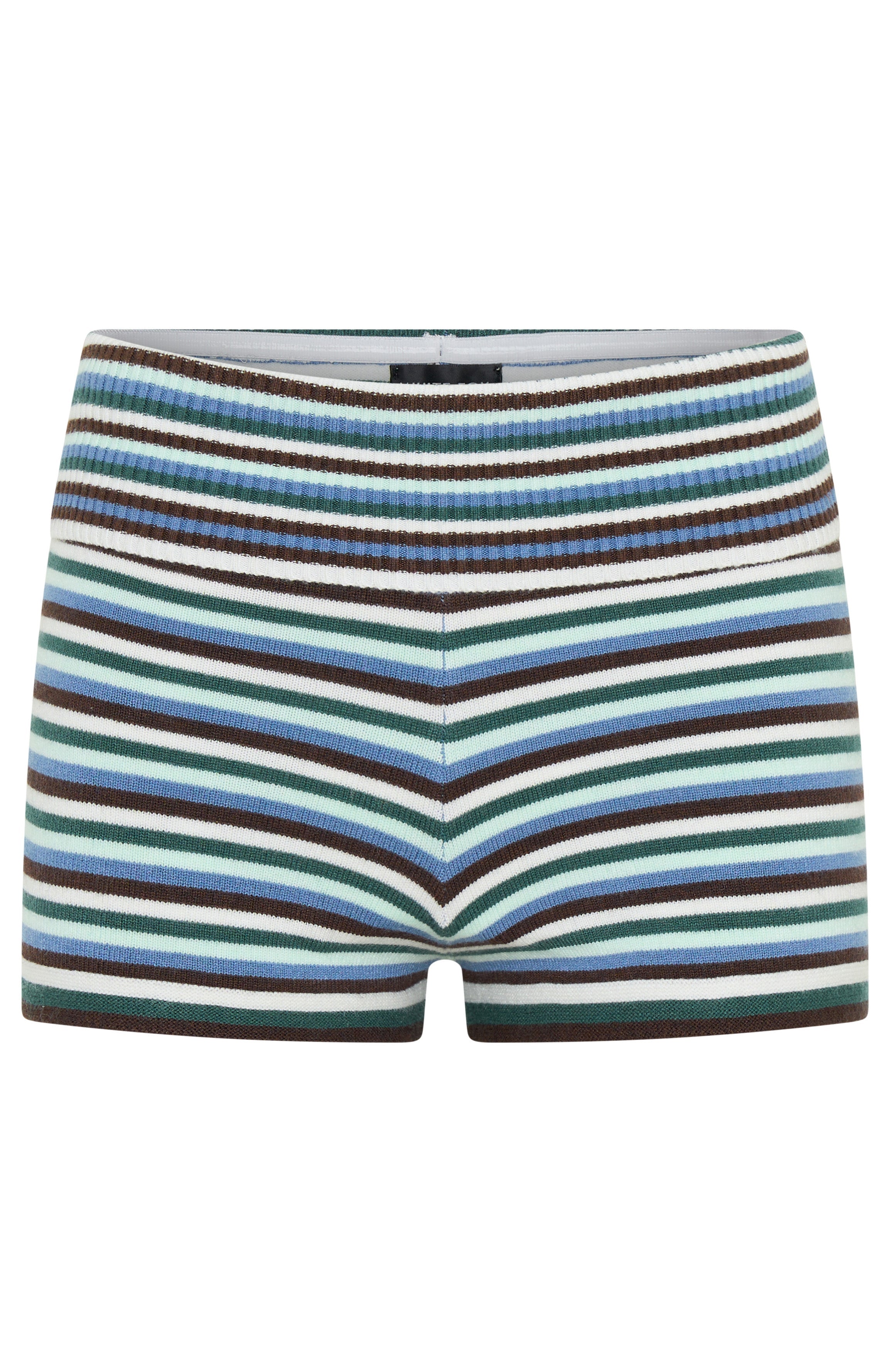 White Fox Skip Town Knit Booty Shorts Forest Stripe