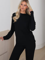 White Fox Slow Life Long Sleeve Pyjama Top Black