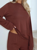 White Fox Slow Life Long Sleeve Pyjama Top Chocolate