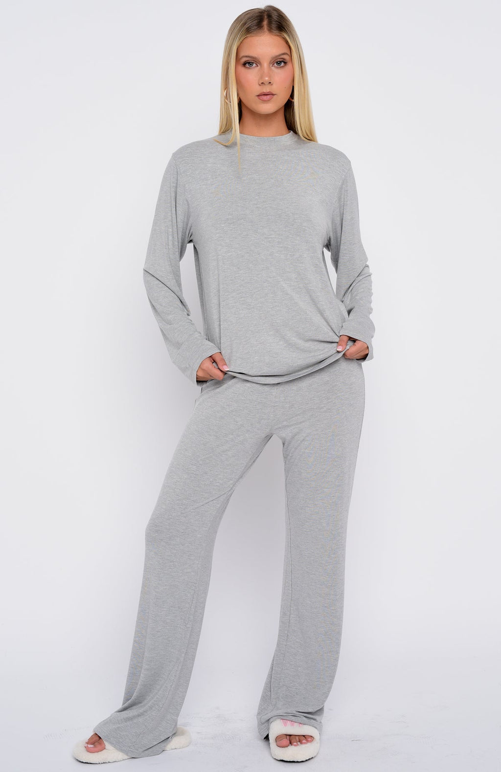 White Fox Slow Life Pyjama Pants Grey Marle