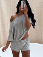 White Fox Slow Life Pyjama Shorts Grey Marle