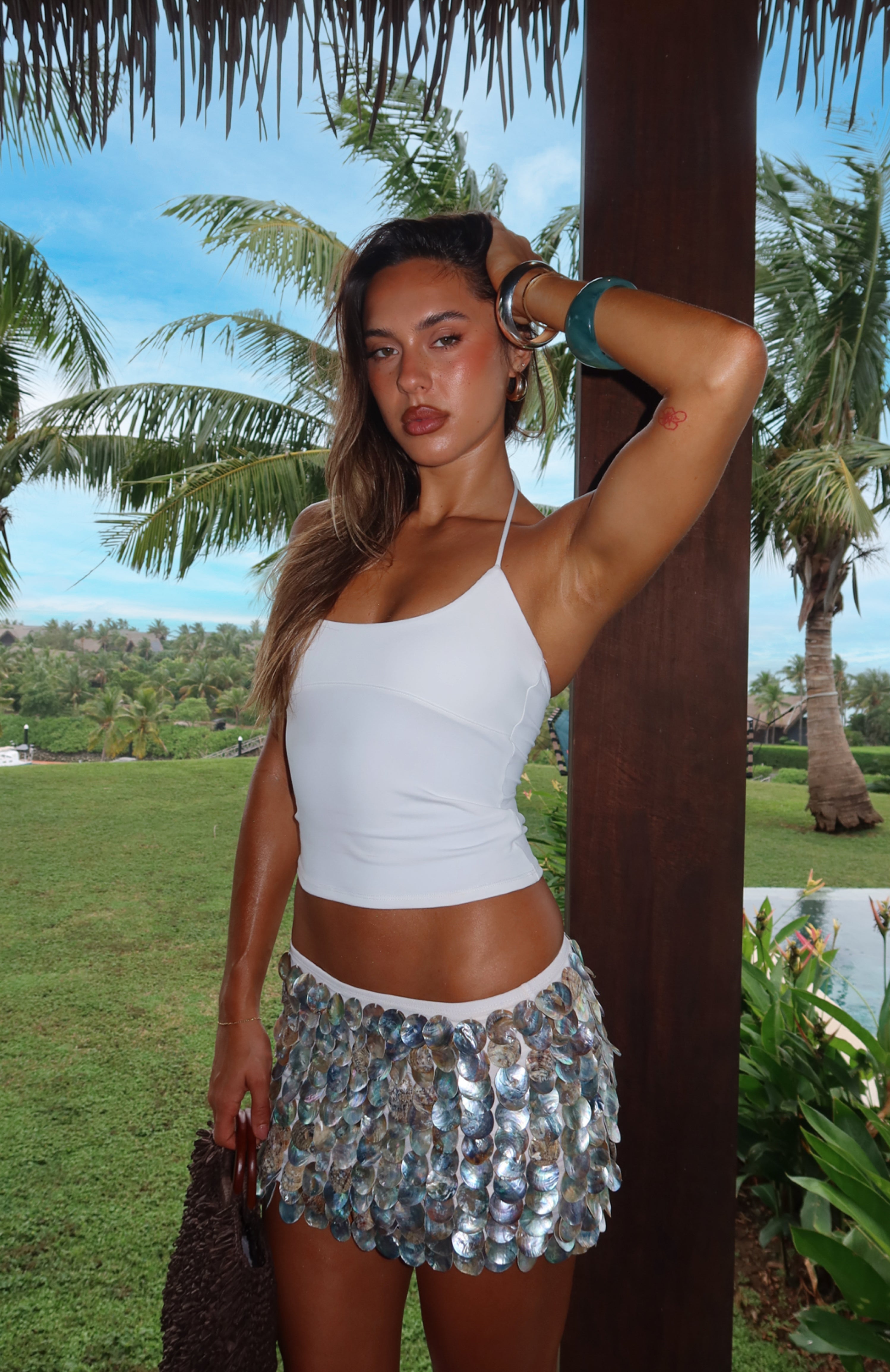 White Fox So Into You Shell Mini Skirt Natural