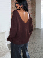 White Fox Softer Love Knit Sweater Chocolate