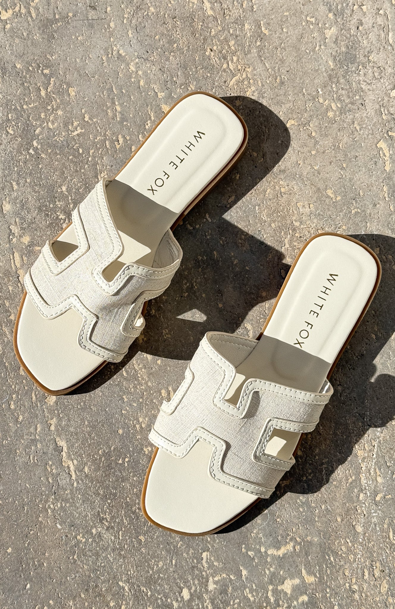 White Fox Sophia Canvas Sandals Cream/Natural