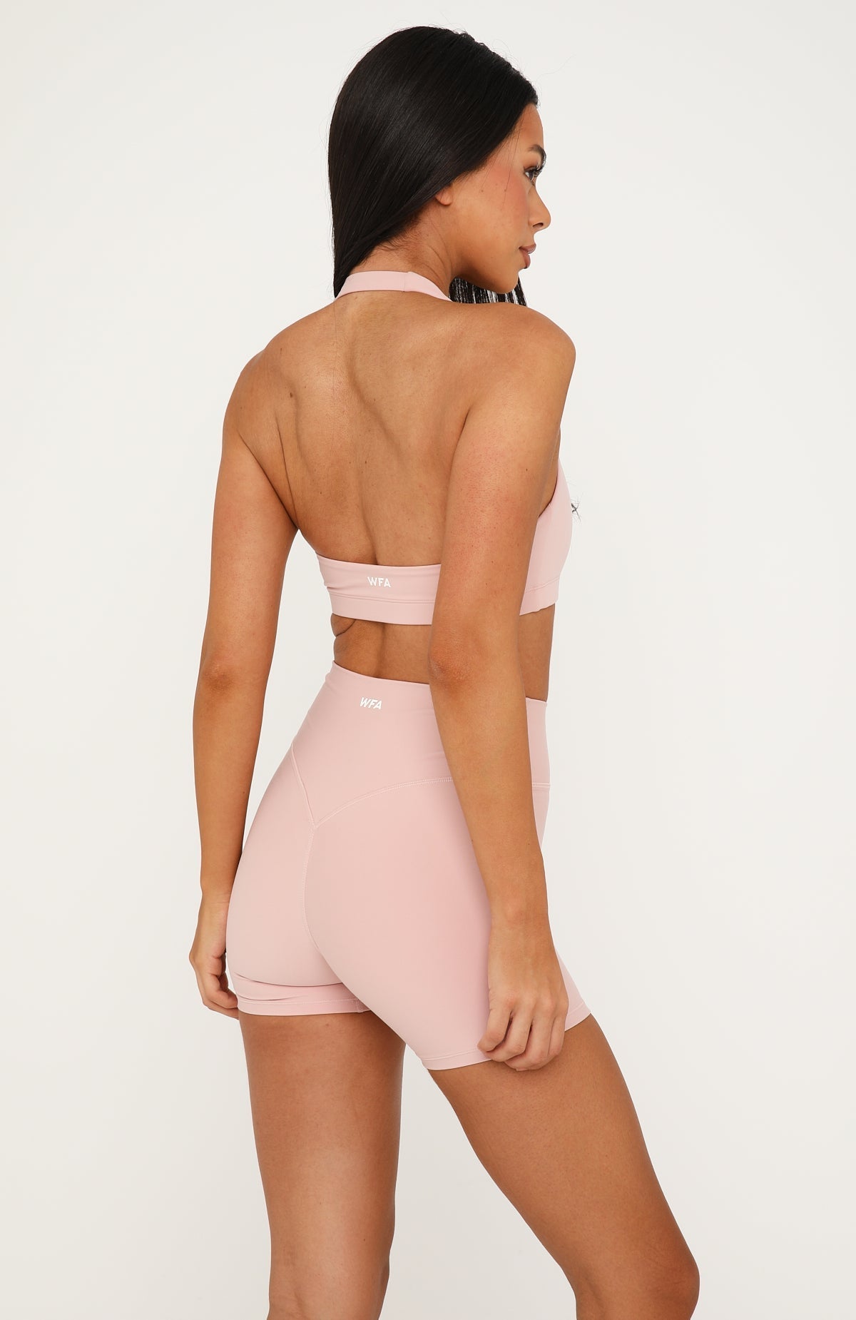 White Fox Keep Up High Waisted Shorts 4" Dusty Pink