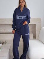 White Fox Standing My Ground Wide Leg Sweatpants Navy