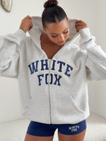 White Fox Starting Fresh Zip Front Hoodie Grey Marle