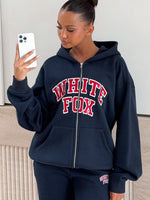 White Fox Starting Fresh Zip Front Hoodie Navy