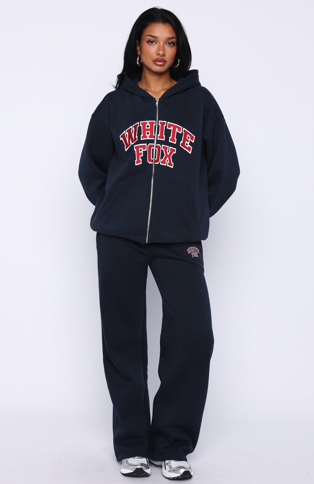White Fox Starting Fresh Zip Front Hoodie Navy