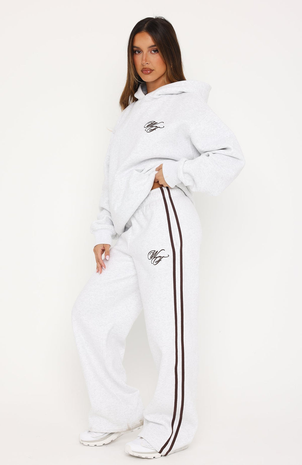 White Fox Studio 17 Raven Wide Leg Sweatpants Grey Marle