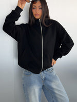 White Fox Such A Dream Oversized Zip Front Funnel Neck Jacket Black