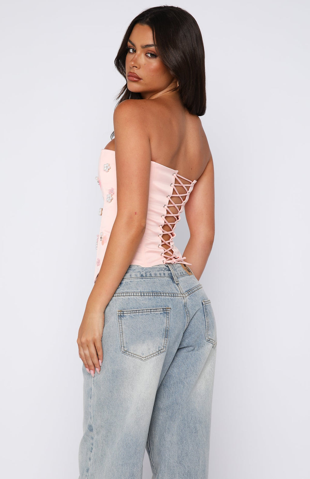 White Fox Summer Love Strapless Bustier Baby Pink