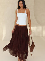 White Fox Sunset Strolls Midi Skirt Chocolate