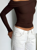 White Fox Swapping Digits Long Sleeve Top Chocolate