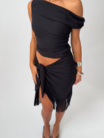 White Fox Sweet And Savage Off Shoulder Midi Dress Black