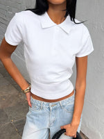 White Fox Sweet But Serious Cinched Waist Collared Top White