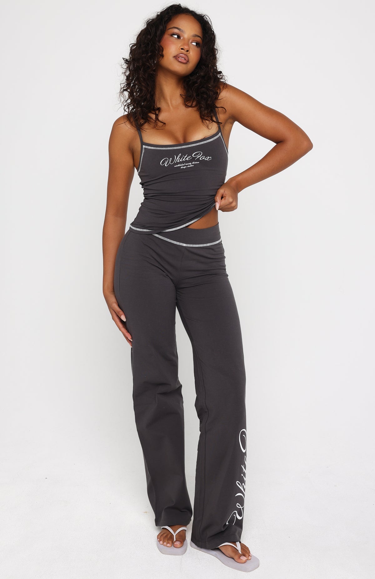 White Fox Sweet Embrace Singlet Charcoal