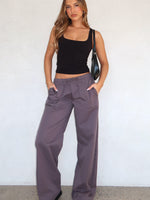 White Fox Sweet Like Me Wide Leg Pants Charcoal