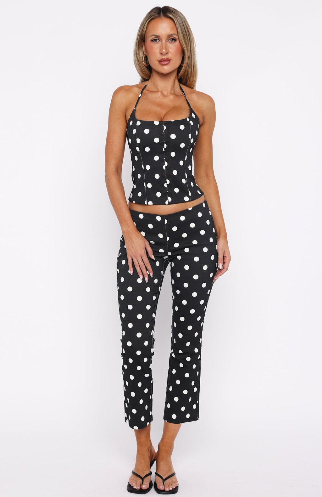 White Fox Sweetie Darling Capri Pants Black/White Polka Dot