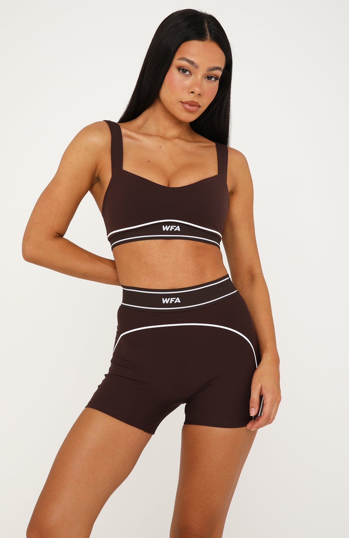 White Fox Tense Sports Bra Dark Chocolate/White