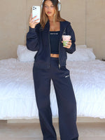 White Fox Test Drive Wide Leg Sweatpants Dark Navy