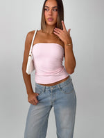 White Fox Tiny Drama Strapless Top Baby Pink