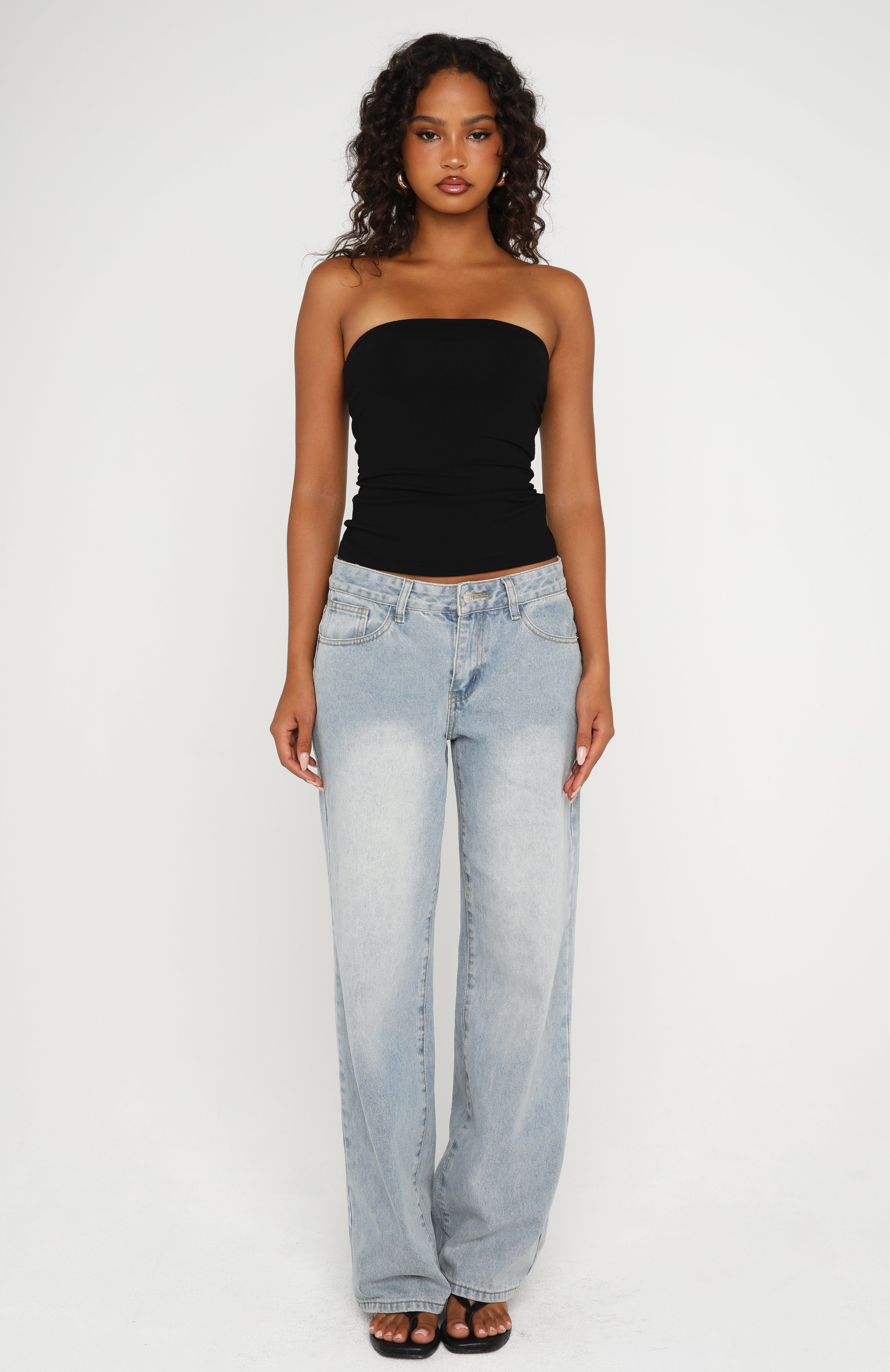 White Fox Tiny Drama Strapless Top Black