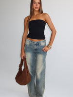 White Fox Tiny Drama Strapless Top Black