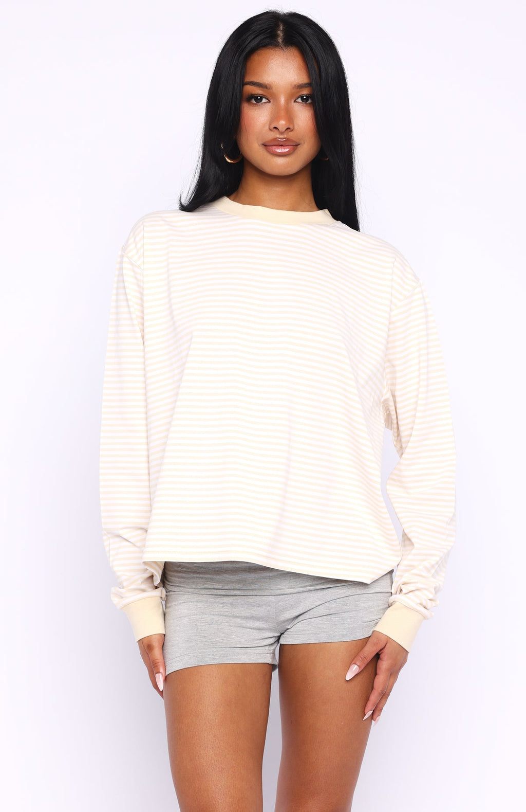 White Fox Touchdown Long Sleeve Tee Lemon Stripe