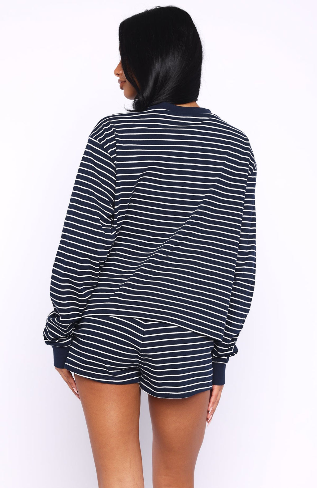 White Fox Touchdown Relaxed Shorts Navy Stripe