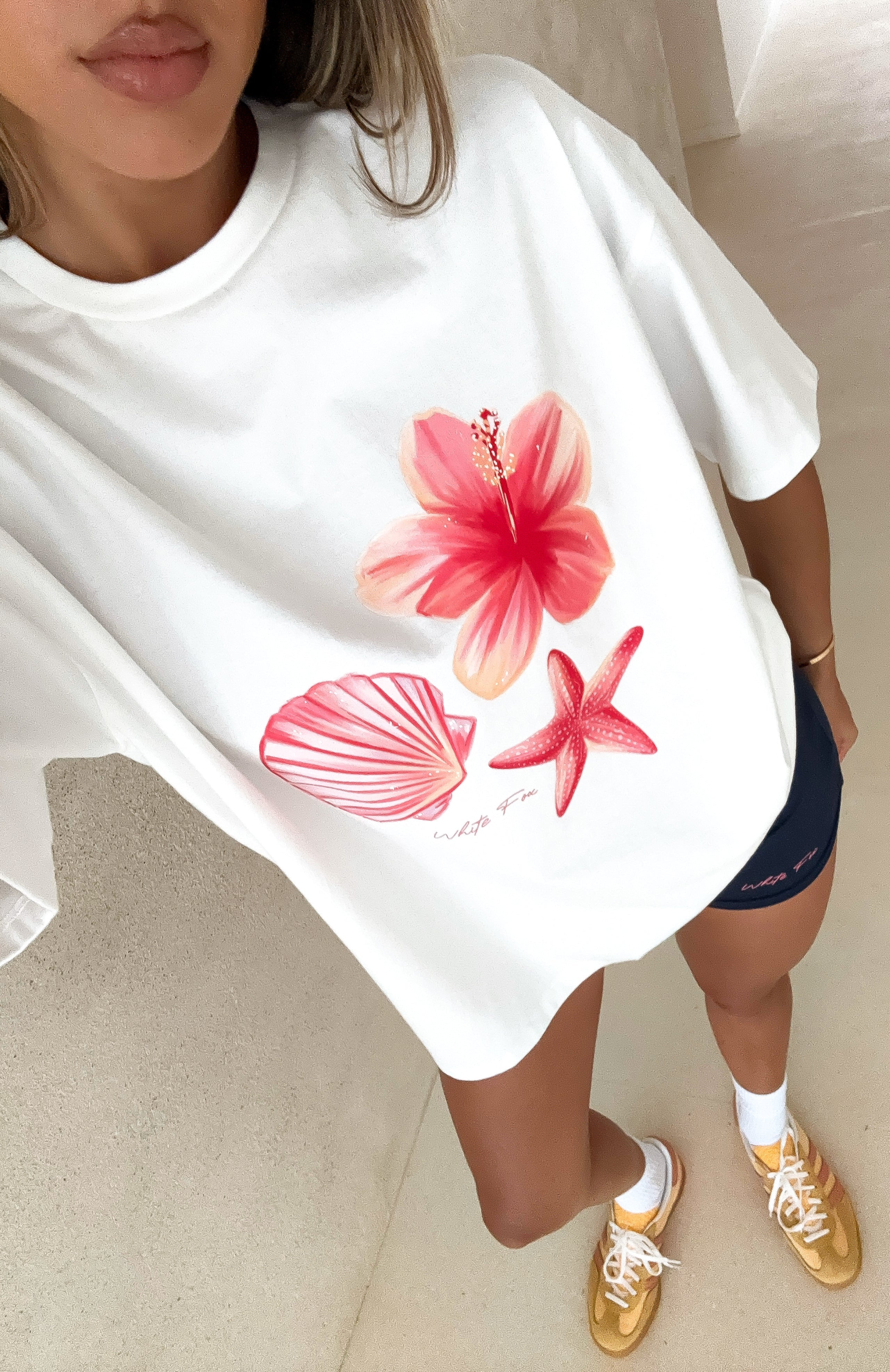 White Fox Treasured Memories Oversized Tee White