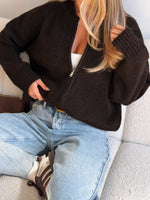 White Fox Unbreakable Bond Knit Jacket Chocolate
