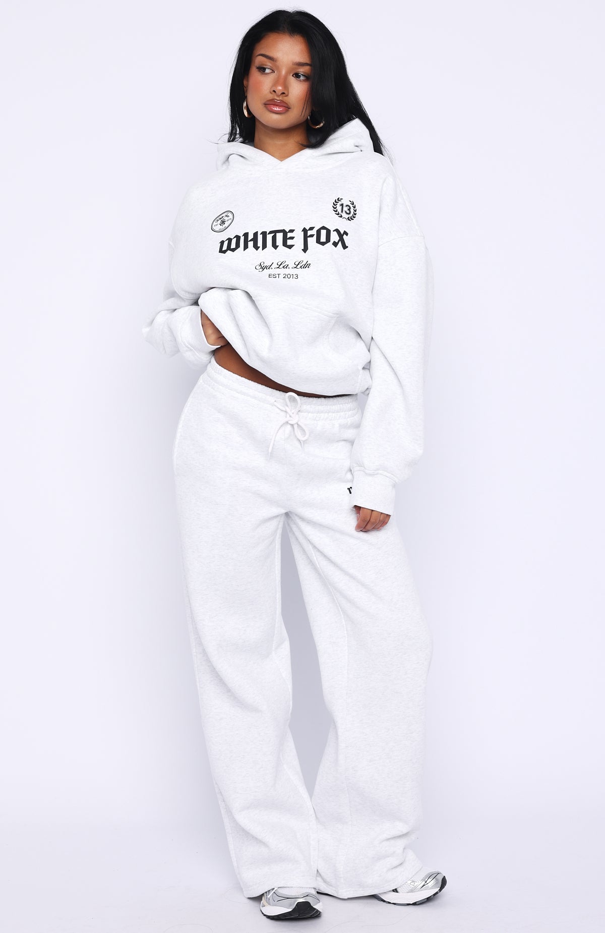 White Fox Vibe Too High Wide Leg Sweatpants Grey Marle