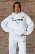 White Fox Vibe Too High Oversized Hoodie Grey Marle