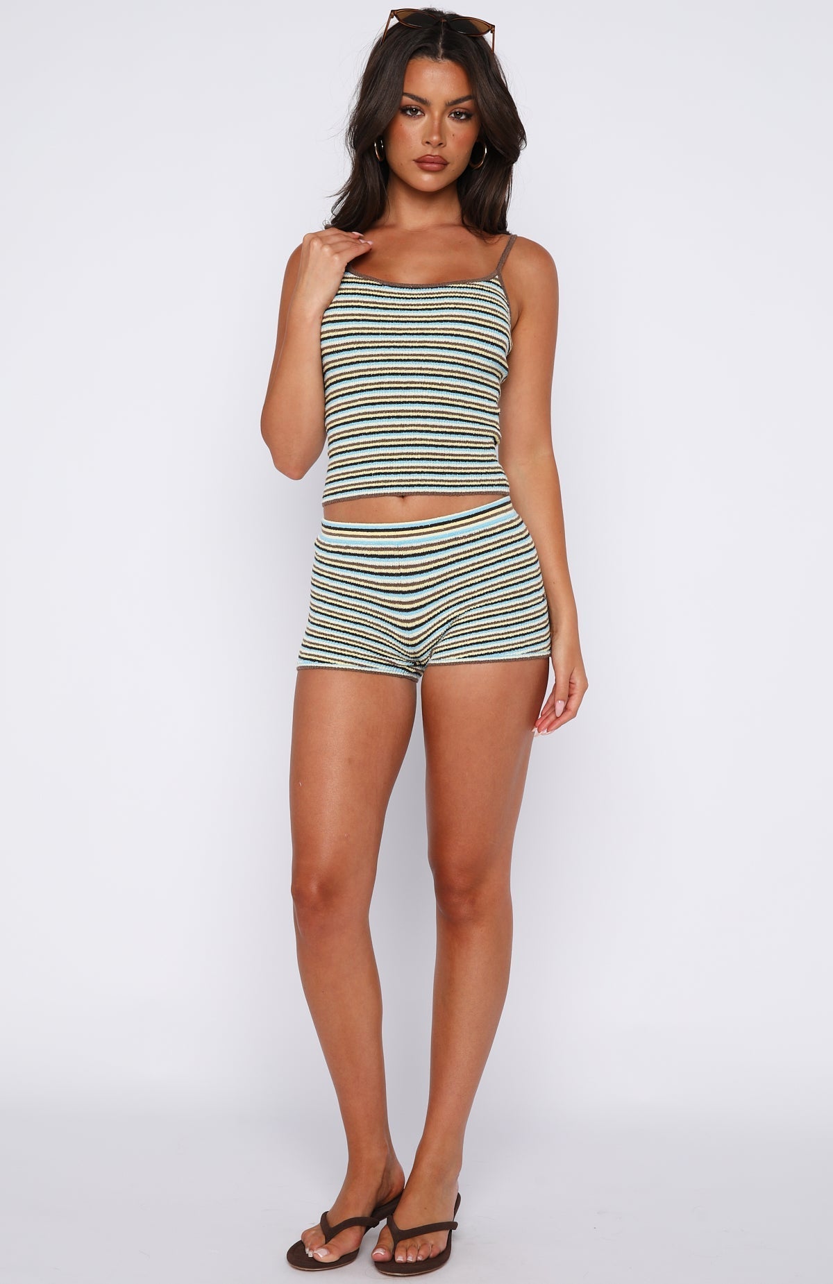 White Fox Volume Maxed Knit Booty Shorts Chocnana