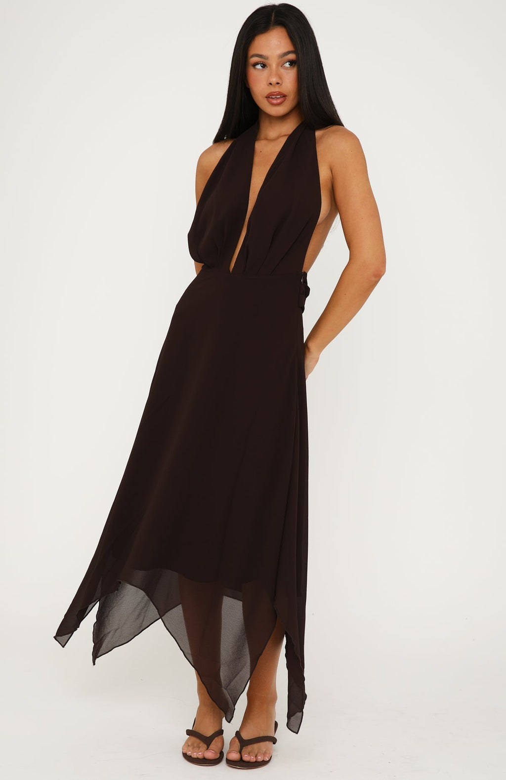 White Fox Weightless Maxi Dress Chocolate