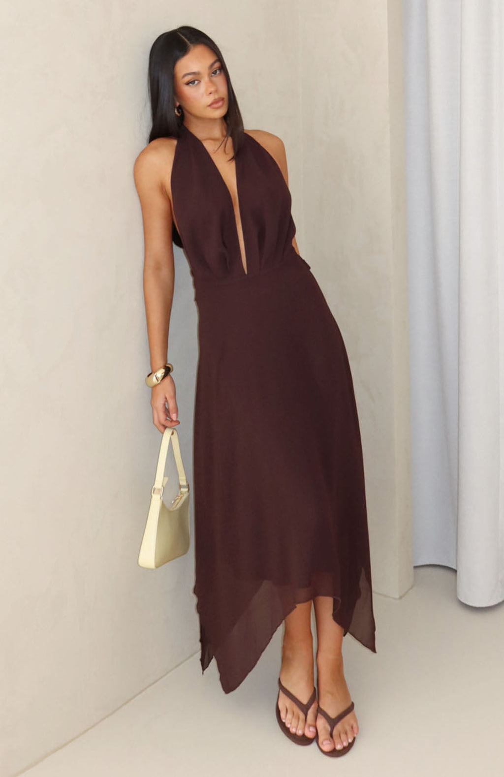 White Fox Weightless Maxi Dress Chocolate