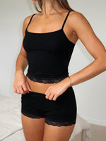 White Fox Whimsical Night Pyjama Set Black