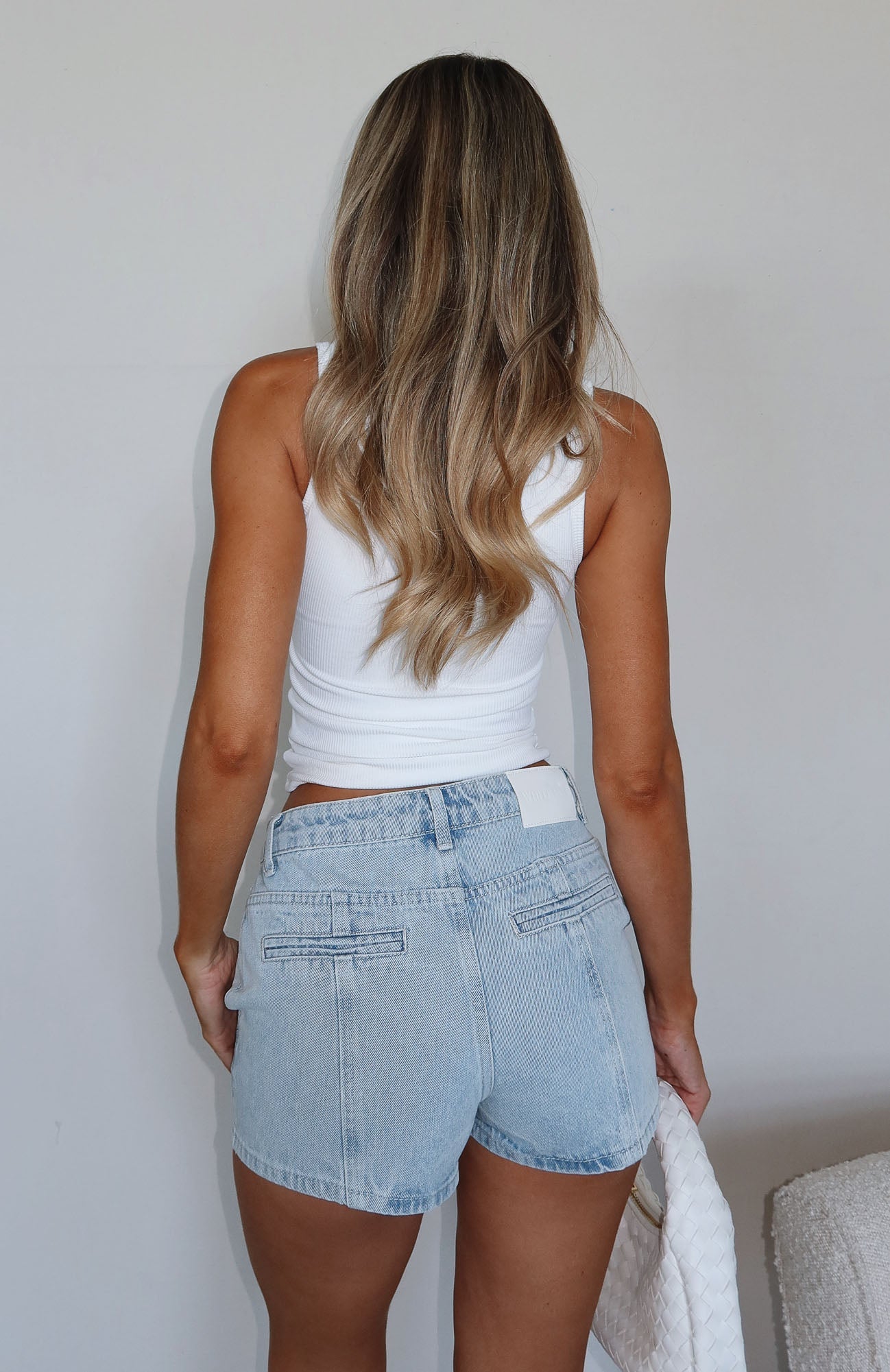 White Fox Whispers Of Us Denim Shorts Glacier Blue Wash