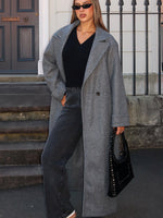 White Fox Winter Holiday Oversized Coat Charcoal