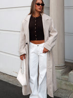 White Fox Winter Holiday Oversized Coat Oat
