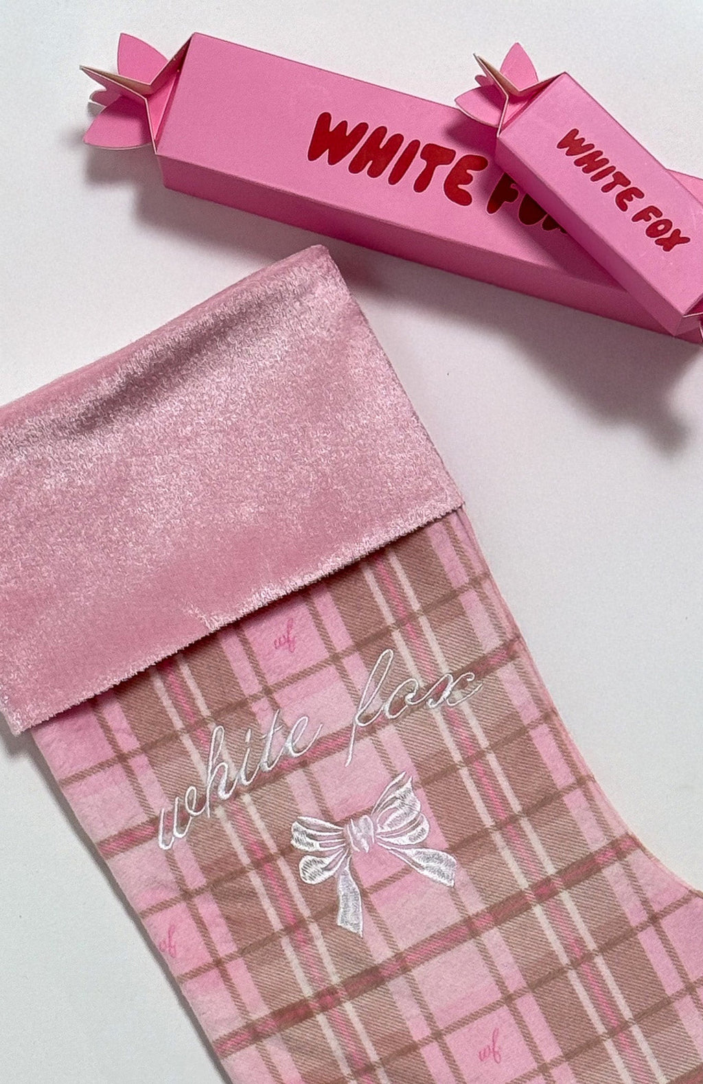 White Fox Xmas Stocking Neapolitan Check