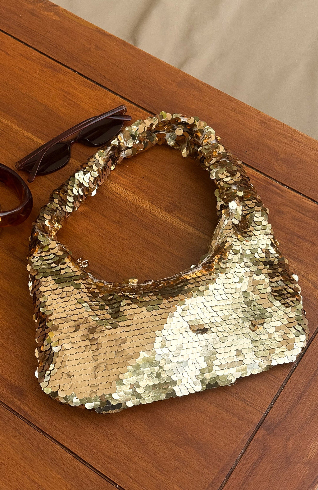 White Fox Kole Sequin Shoulder Bag Gold