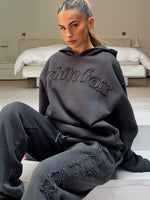 White Fox From The Archives Lexi Oversized Hoodie Charcoal