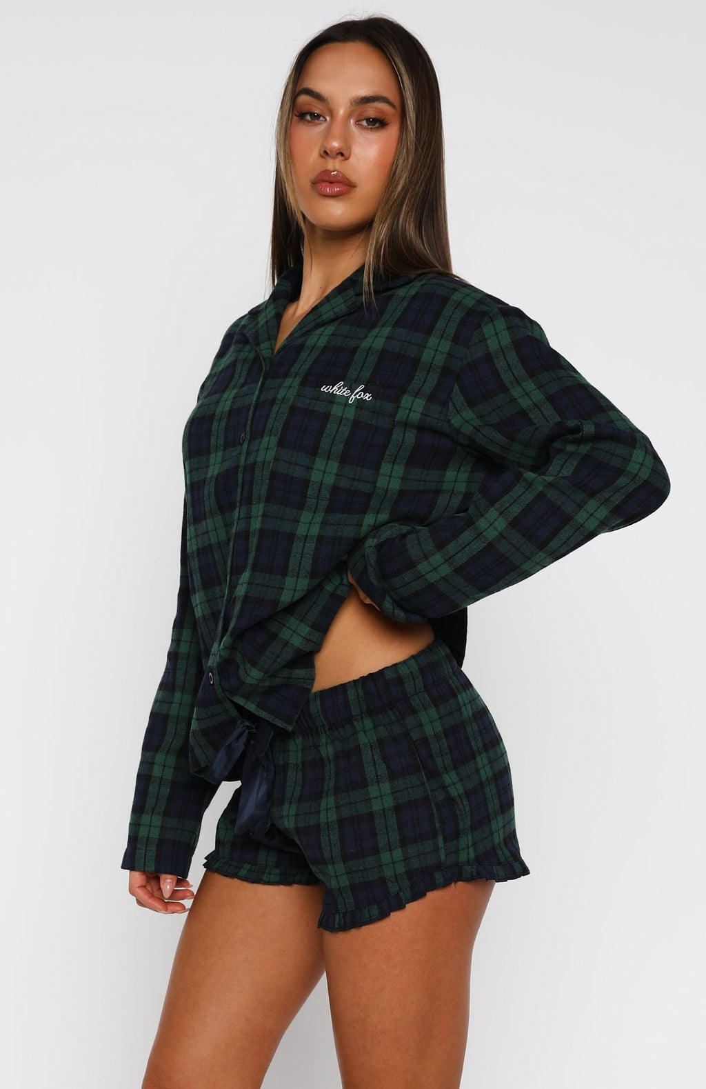 White Fox That Time Of Year Pyjama Shorts Green/Navy