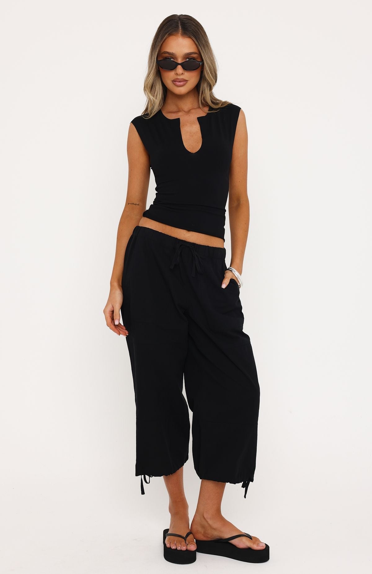 White Fox Something Cute Top Black