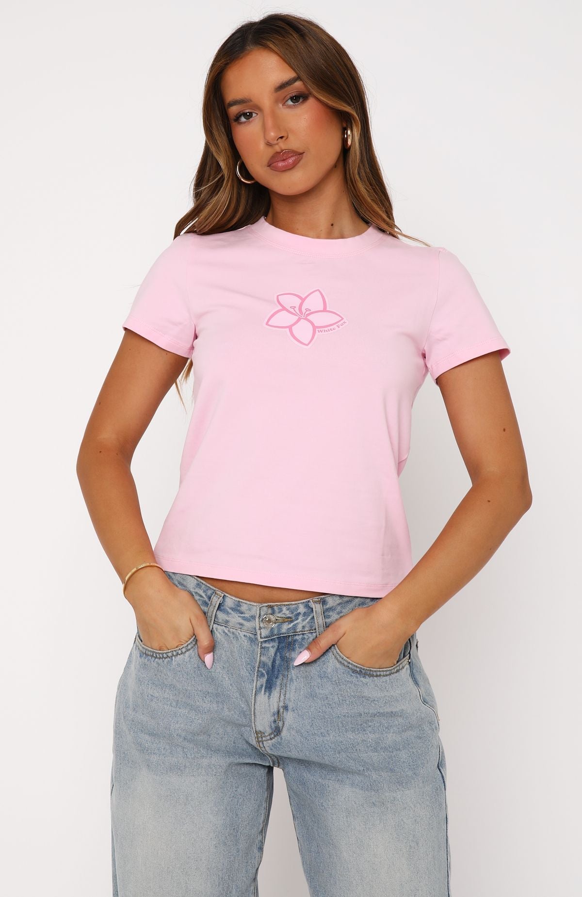 White Fox New Moment Relaxed Baby Tee Pink