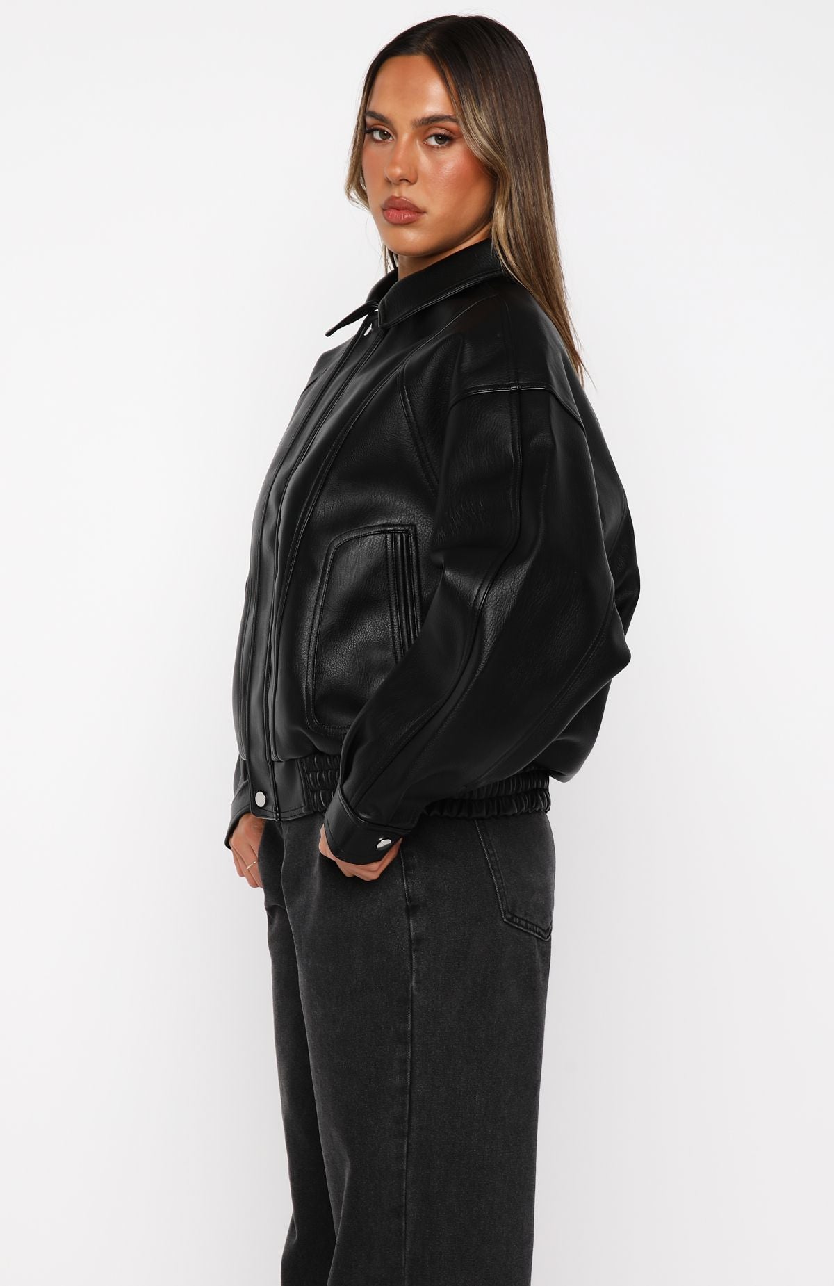 White Fox Retrograde PU Jacket Black